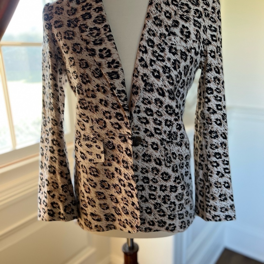 Joie Anilah Leopard Print Tailored Linen Blazer B… - image 2